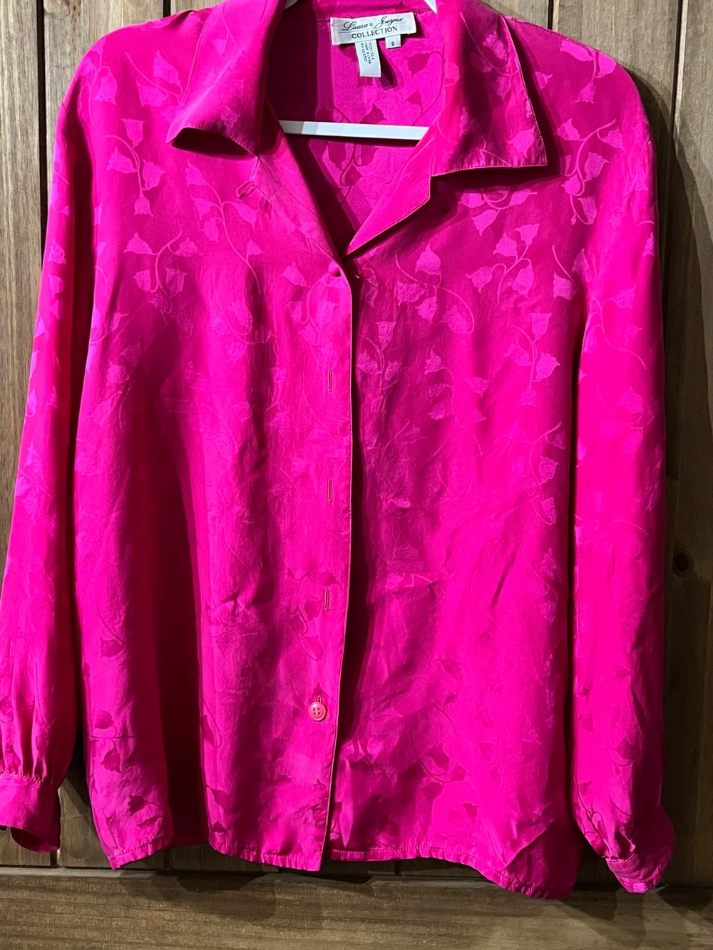 Laura and Jayne Fuchsia Button-Down Silk Shirt